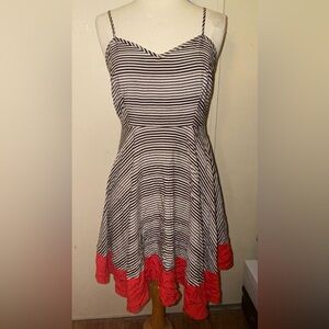 Jack by BB Dakota Black White red Striped Mini Dress 6